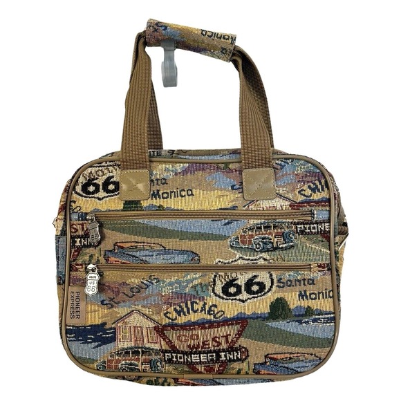 PIONEER Handbags - Route 66 Tapestry Travel Bag Tote Carry-On Toiletry Cosmetic Pioneer Express Bag